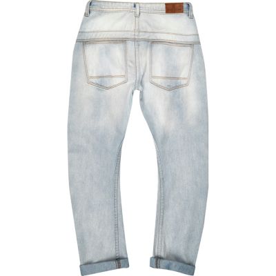 Boys light wash Chester tapered jeans